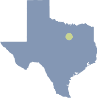 Map of Texas that shows location of DFW over background of a close-up map of the port.