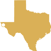 Map of Texas that shows location of El Paso over background of a close-up map of the port.