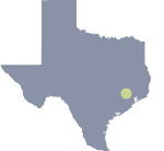 Map of Texas that shows location of   IAH  over background of a close-up map of the port.
