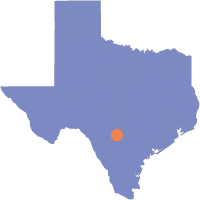 Map of Texas that shows location of Port of San Antonio over background of a close-up map of the port.