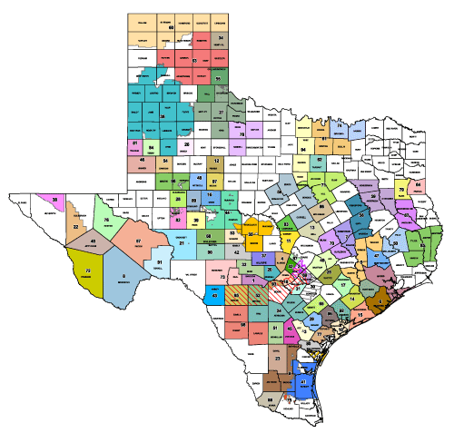 Map showing Texas GCDs. Link will open full map in new tab