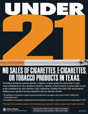 tobacco sales warning sign