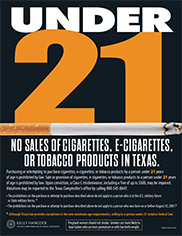 tobacco sales warning sign