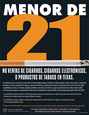 letrero de advertencia de ventas de tabaco
