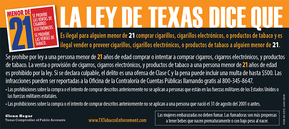 letrero de advertencia de ventas de tabaco
