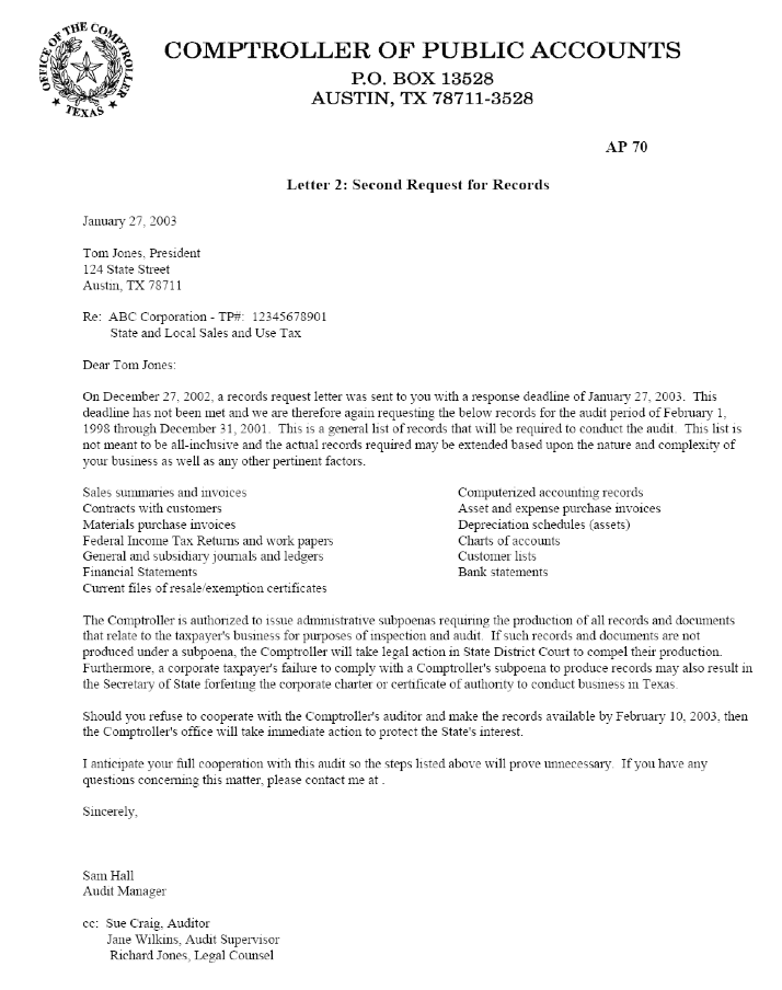 response to subpoena cover letter