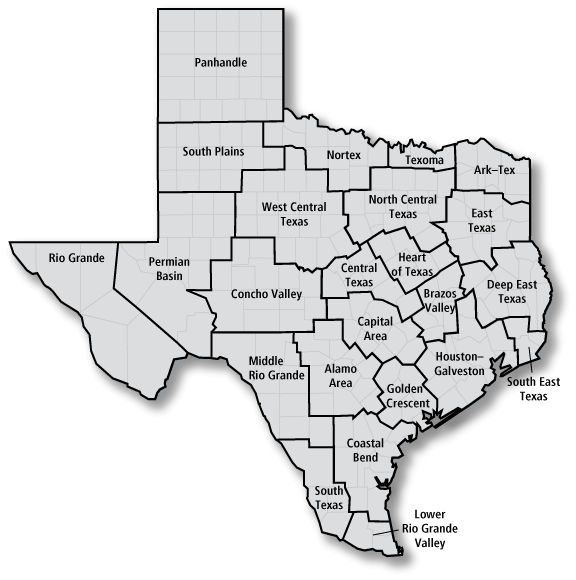 Map of Texas COGs