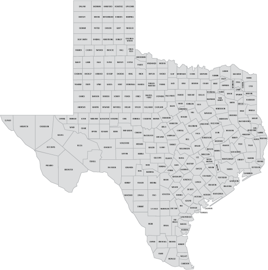 Map of Texas counties